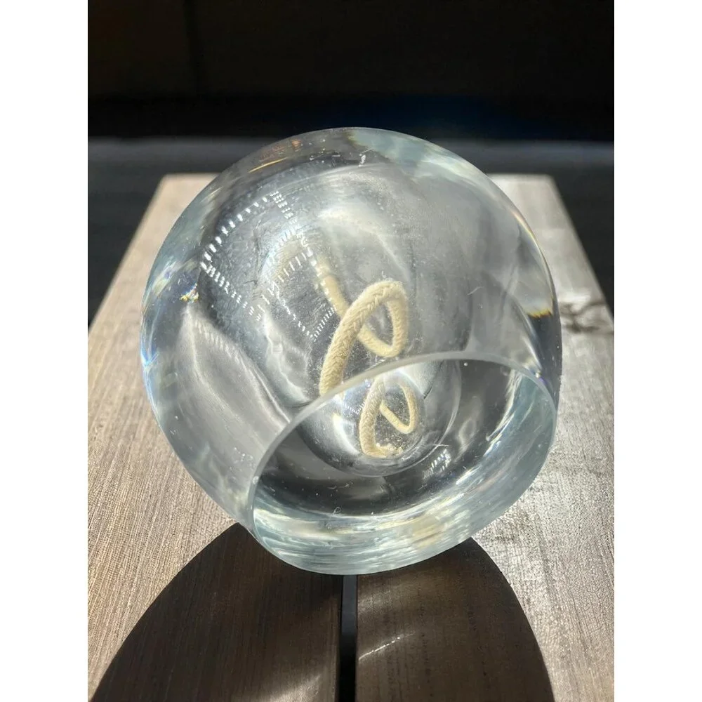 Vintage Clear Glass Oil Lamp Mouthblown Heavy Paperweight 4